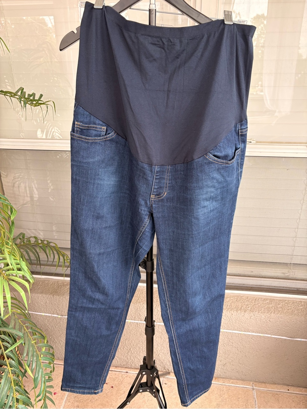 Time and Tru Navy and Dark Blue Maternity Relaxed Jeans